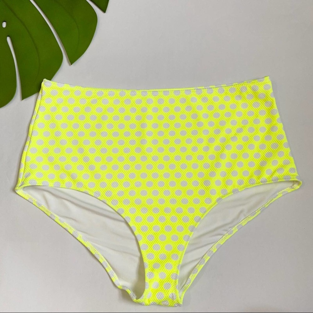 Aerie High Waisted Neon Polka Dot Bikini Bottom L